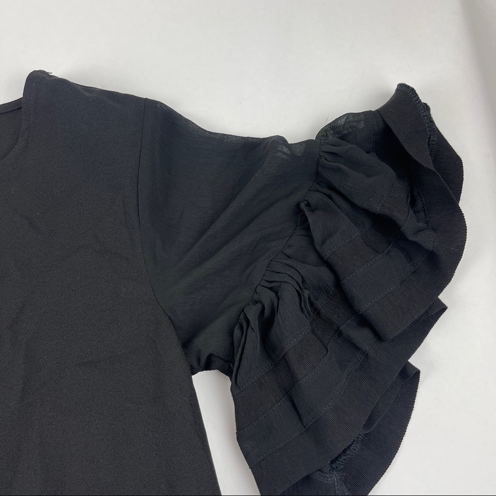 Sugar Lips Blouse Womens Small Black Ruffle Sleeves - Picture 4 of 7